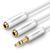 Кабель UGREEN AV123 3.5mm Stereo Audio Splitter Cable with Braid 20cm White (10780)