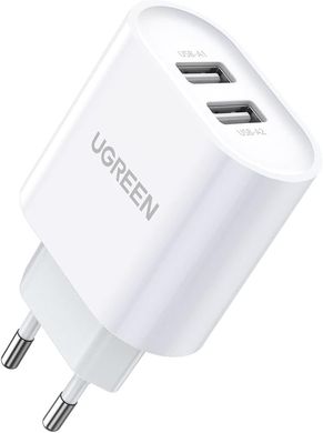 Мережевий зарядний пристрій UGREEN CD104 Dual USB Wall Charger 3.4A White (20384)