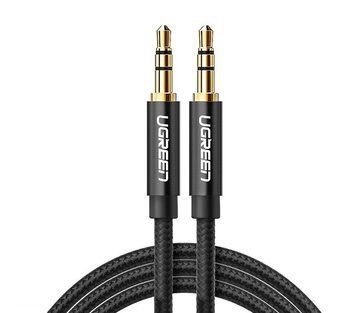 Кабель UGREEN AV112 3.5mm Male to 3.5mm Male Cable Gold Plated Metal Case with Braid 2m Black (50363)