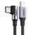 Кабель UGREEN US255 USB Type-C to Angled USB Type-C 60W Round Cable Aluminum Shell Nickel Plating 3A 0.5m Black/Gray (50122)