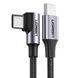 Кабель UGREEN US255 USB Type-C to Angled USB Type-C 60W Round Cable Aluminum Shell Nickel Plating 3A 3m Black/Gray (80714)