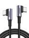 Cable UGREEN US323 Angled USB Type-C to Angled USB Type-C 60W Cable Aluminum Case with Braided 3A 2m Black (70531)