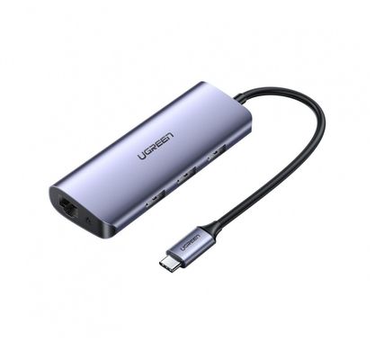 USB hub UGREEN CM252 USB Type-C to 3xUSB 3.0 HUB + Gigabit Converter Gray (60718)