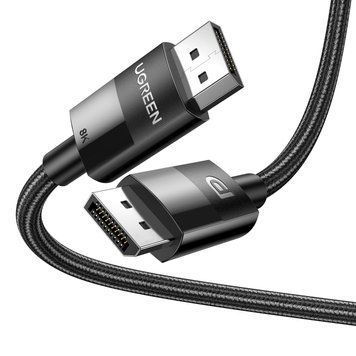 Кабель UGREEN DP114 DP 1.4 Male to Male Plastic Case Braided Cable 1m Black (80390)