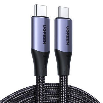 Кабель UGREEN US355 USB Type-C to USB Type-C 100W Gen2 5A Cable Aluminium Shell with Braided 1m Black (80150)