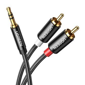 Кабель UGREEN AV116 3.5mm Male to 2 RCA Male Cable 2m Black (10584)